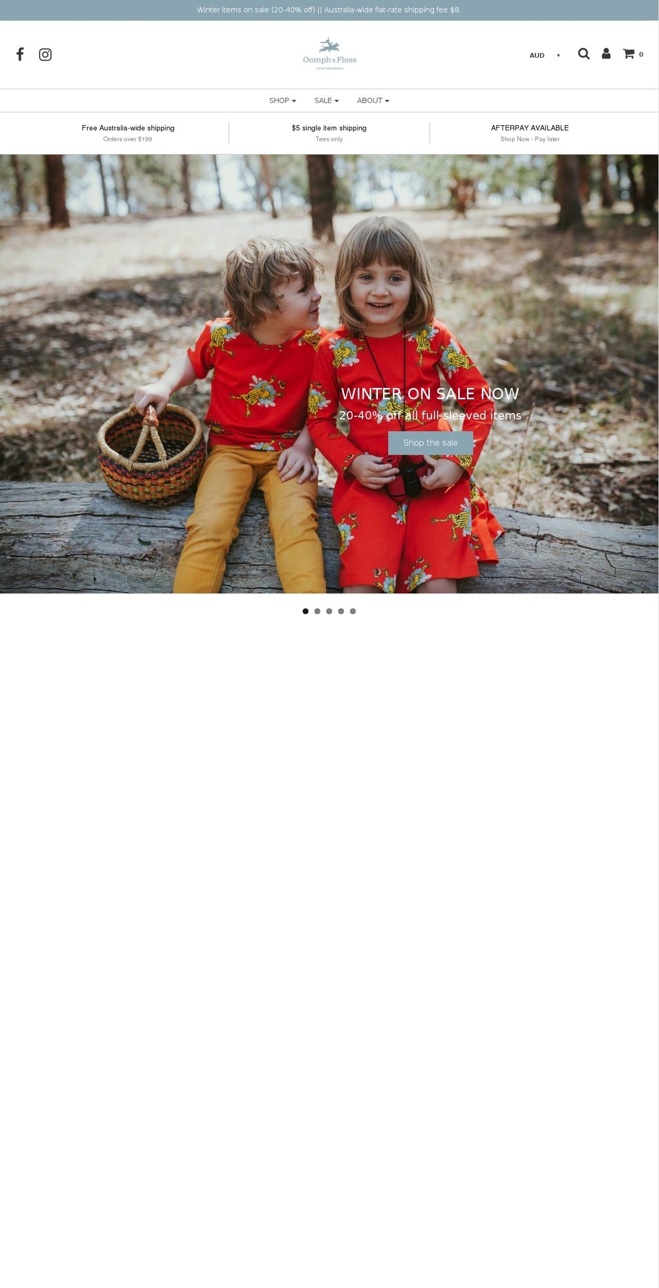 oomphandfloss.com.au shopify website screenshot