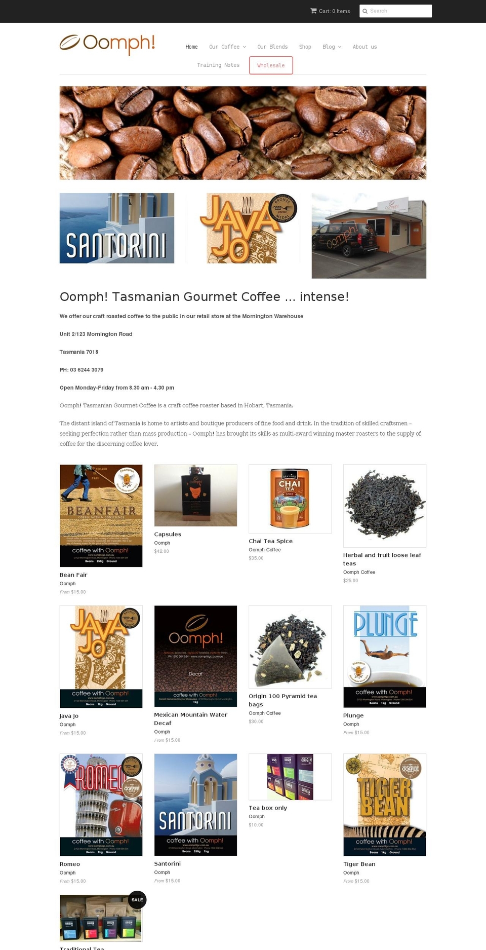 oomphtgc.com — Shopify storefront screenshot