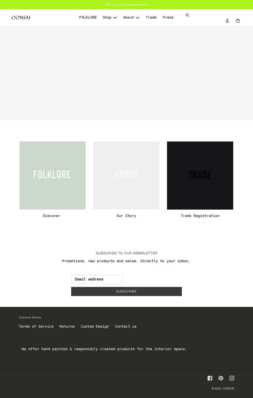 oonsai.com shopify website screenshot