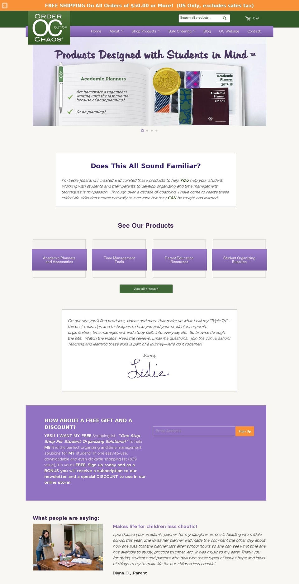 ooocplanner.com shopify website screenshot