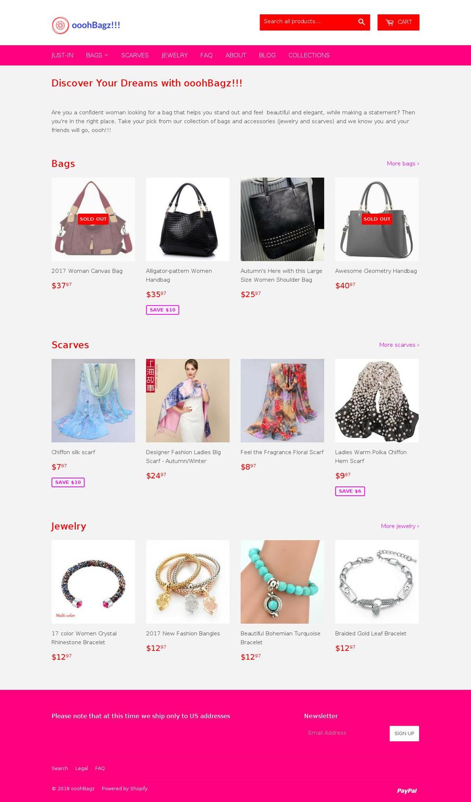 ooohbagz.com — Shopify storefront screenshot