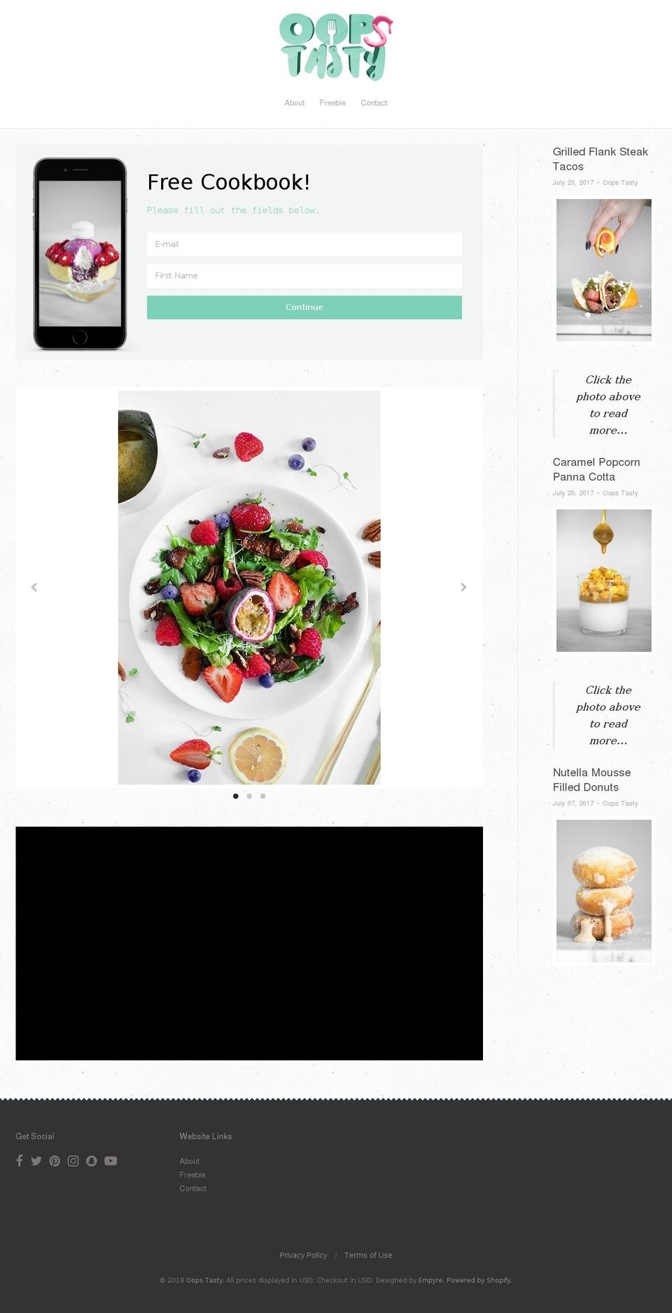 oopstasty.com — Shopify storefront screenshot