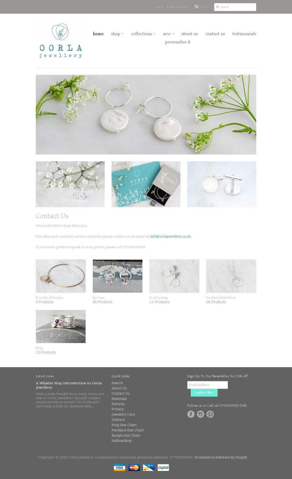 oorlajewellery.co.uk shopify website screenshot