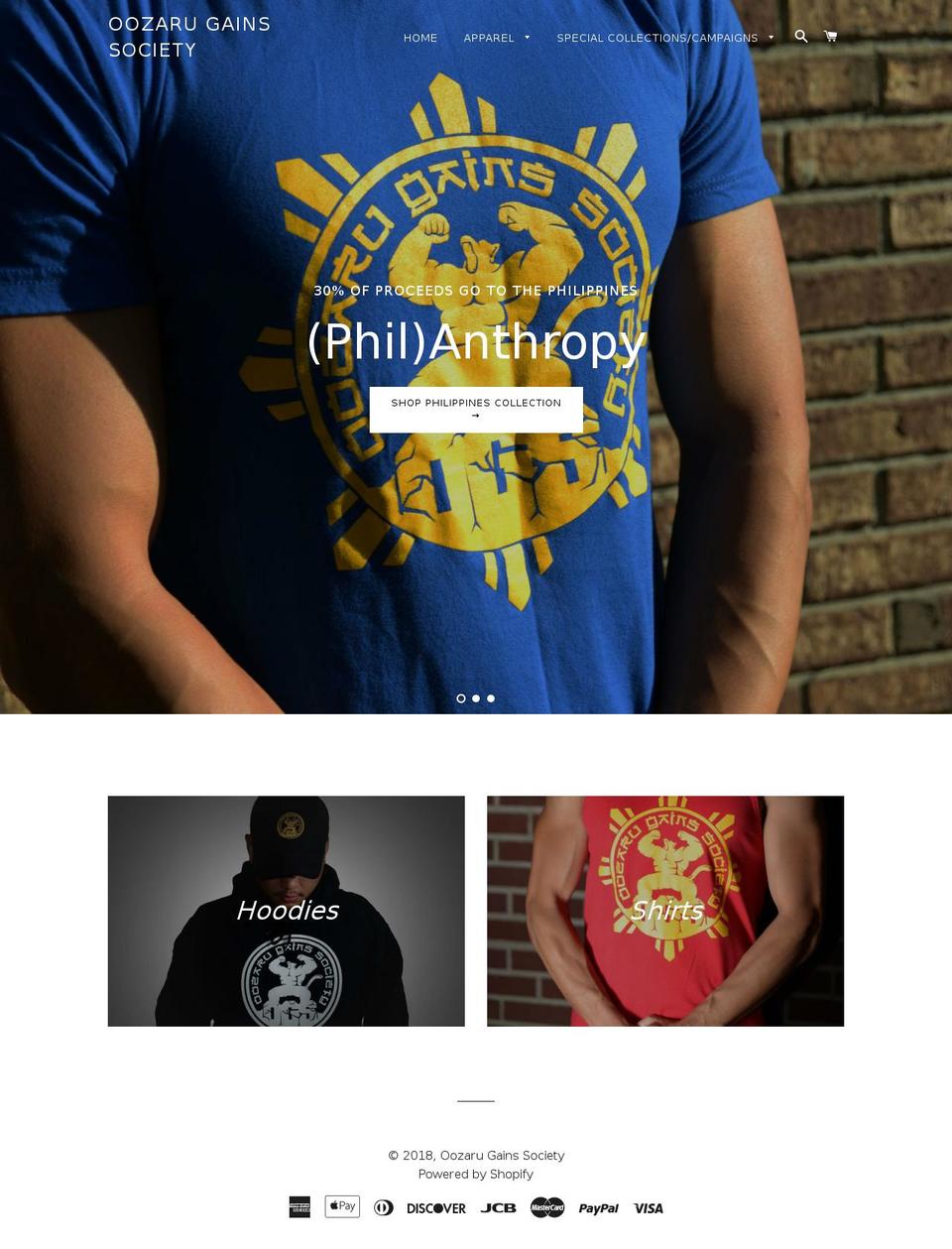 oozarugainssociety.com — Shopify storefront screenshot