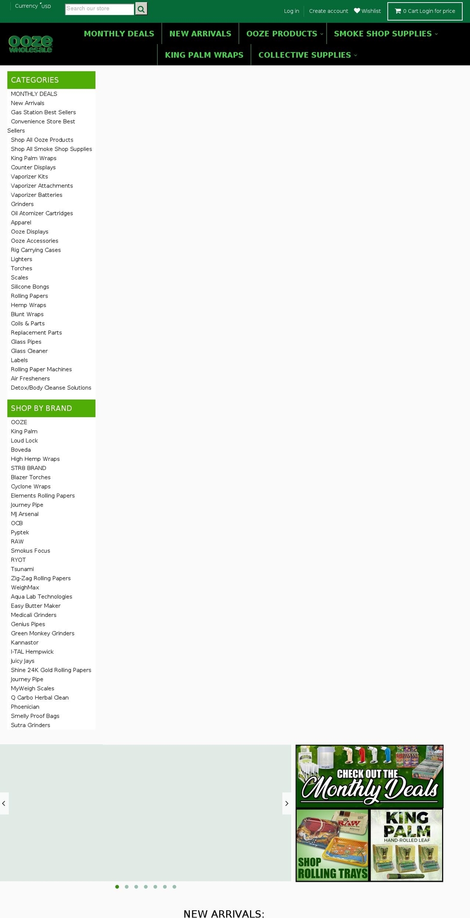 oozewholesale.com shopify website screenshot