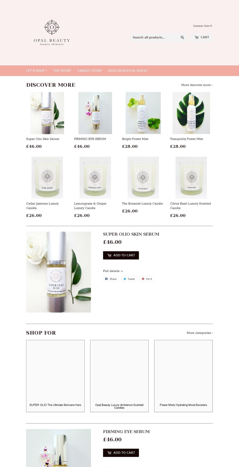 opal-beauty.com — Shopify storefront screenshot