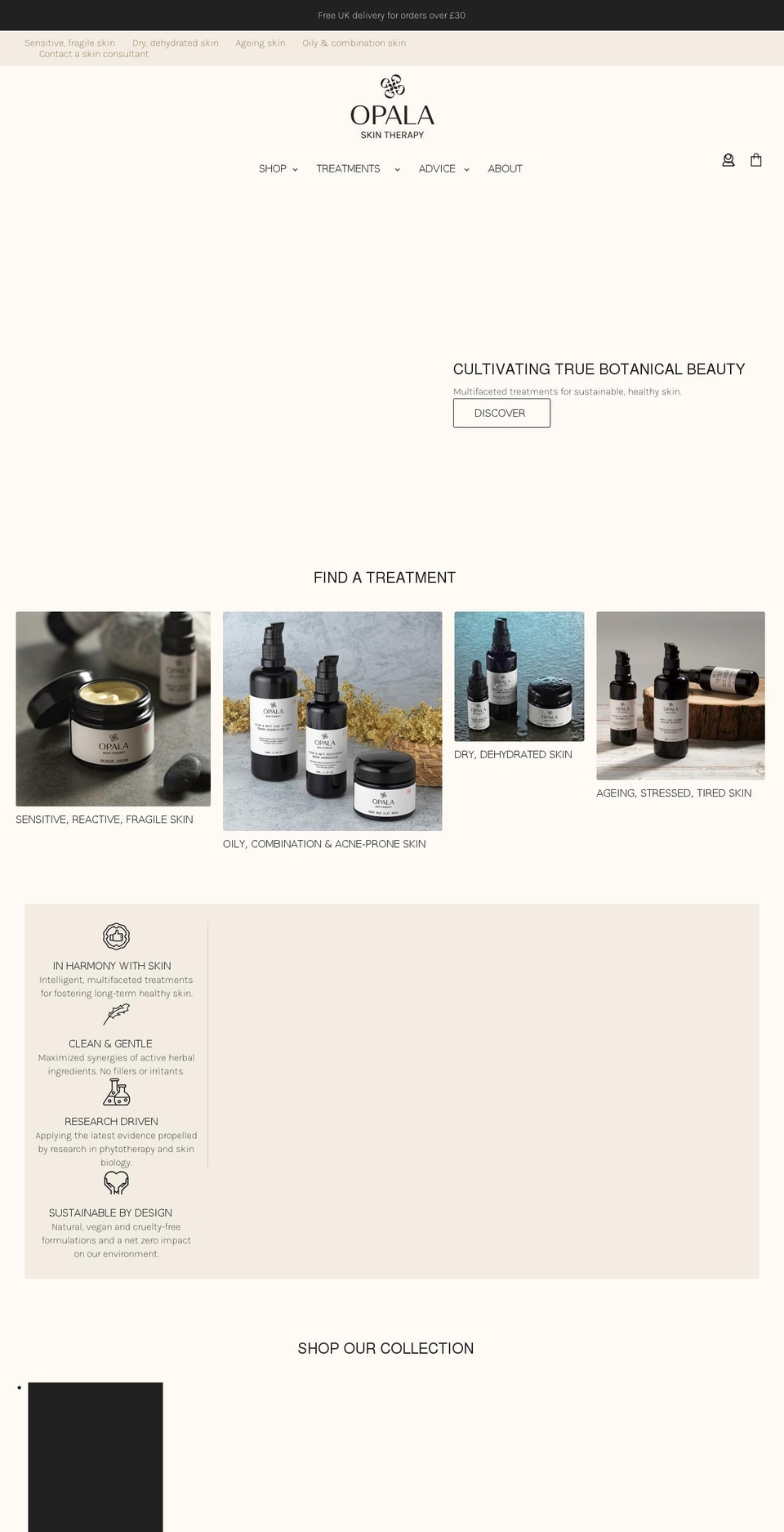 opalabotanicals.com shopify website screenshot