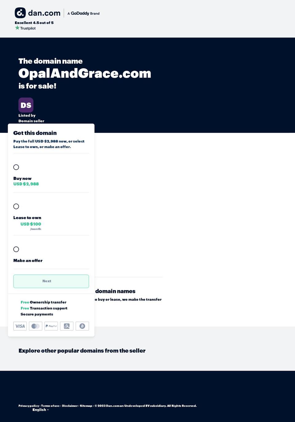 opalandgrace.com — Shopify storefront screenshot
