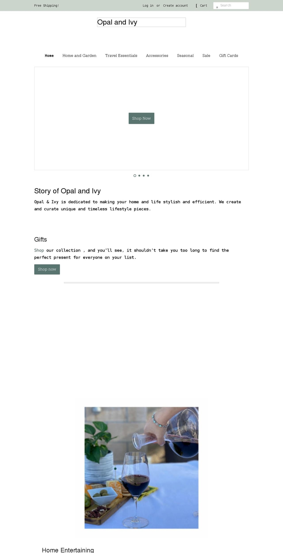 opalandivy.com shopify website screenshot