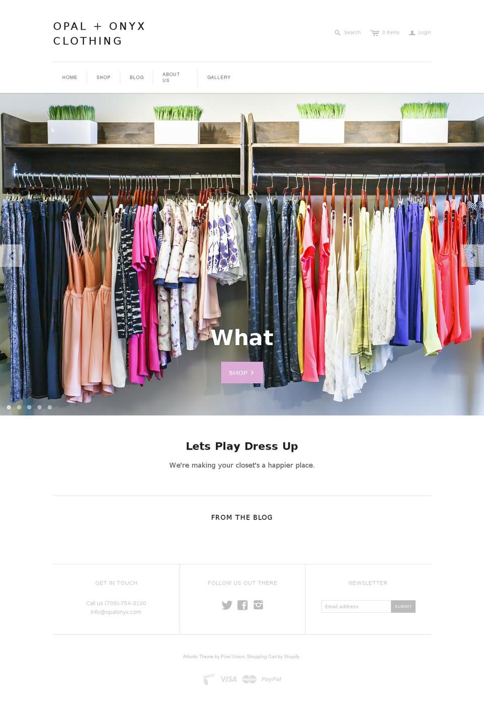 opalandonyxclothing.com shopify website screenshot