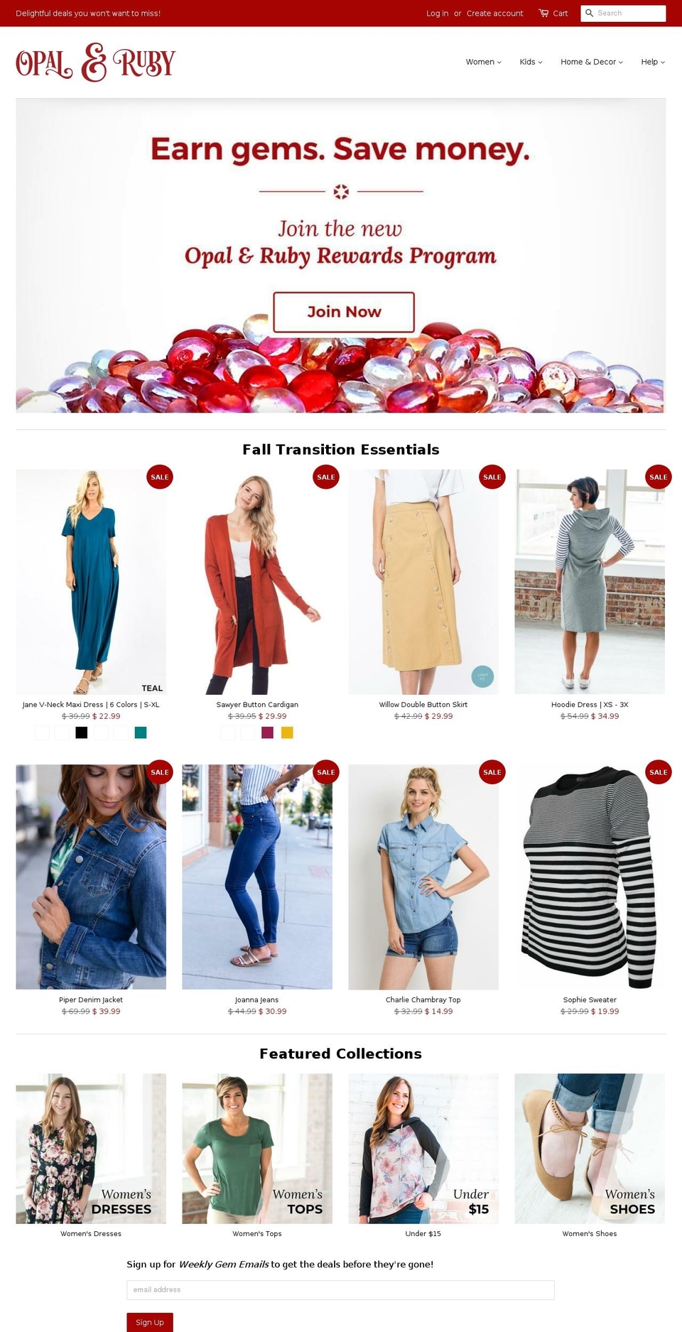 opalandrubyshop.com — Shopify storefront screenshot