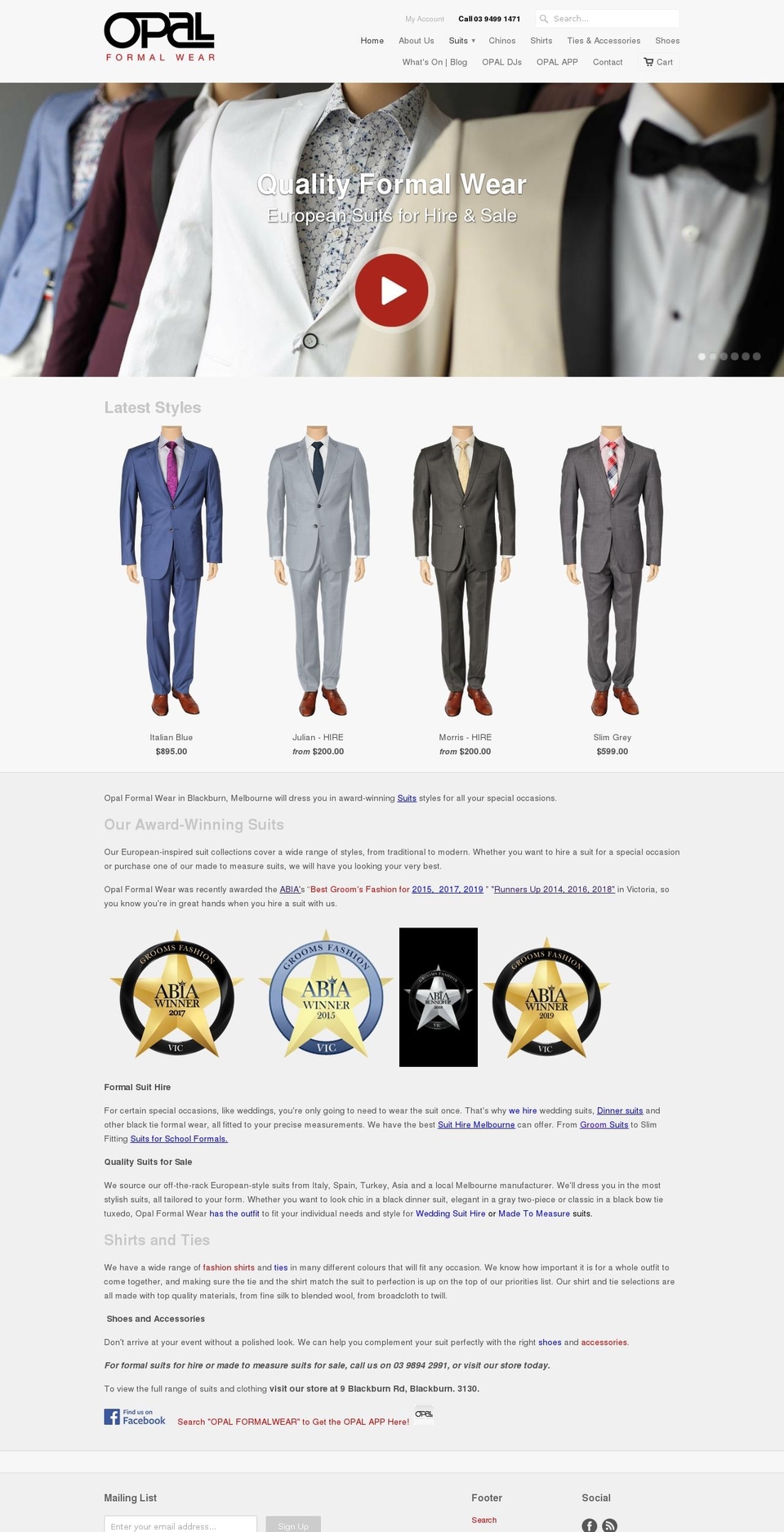 opalformalwear.com — Shopify storefront screenshot