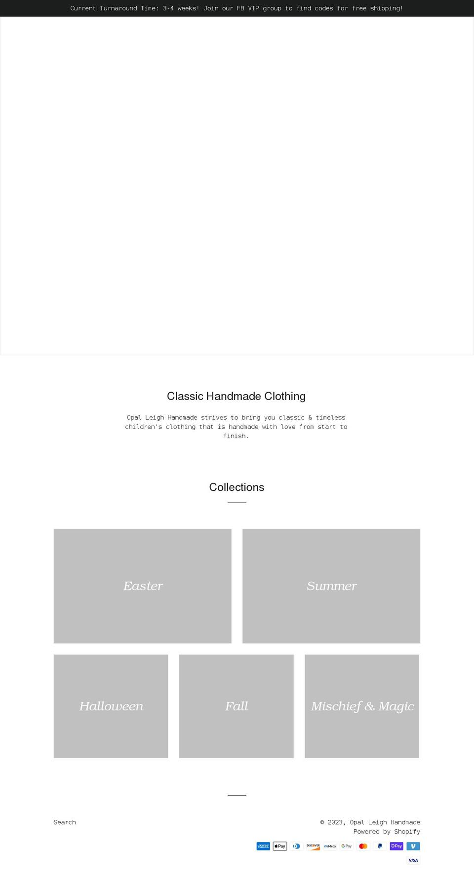 opalleighhandmade.com shopify website screenshot