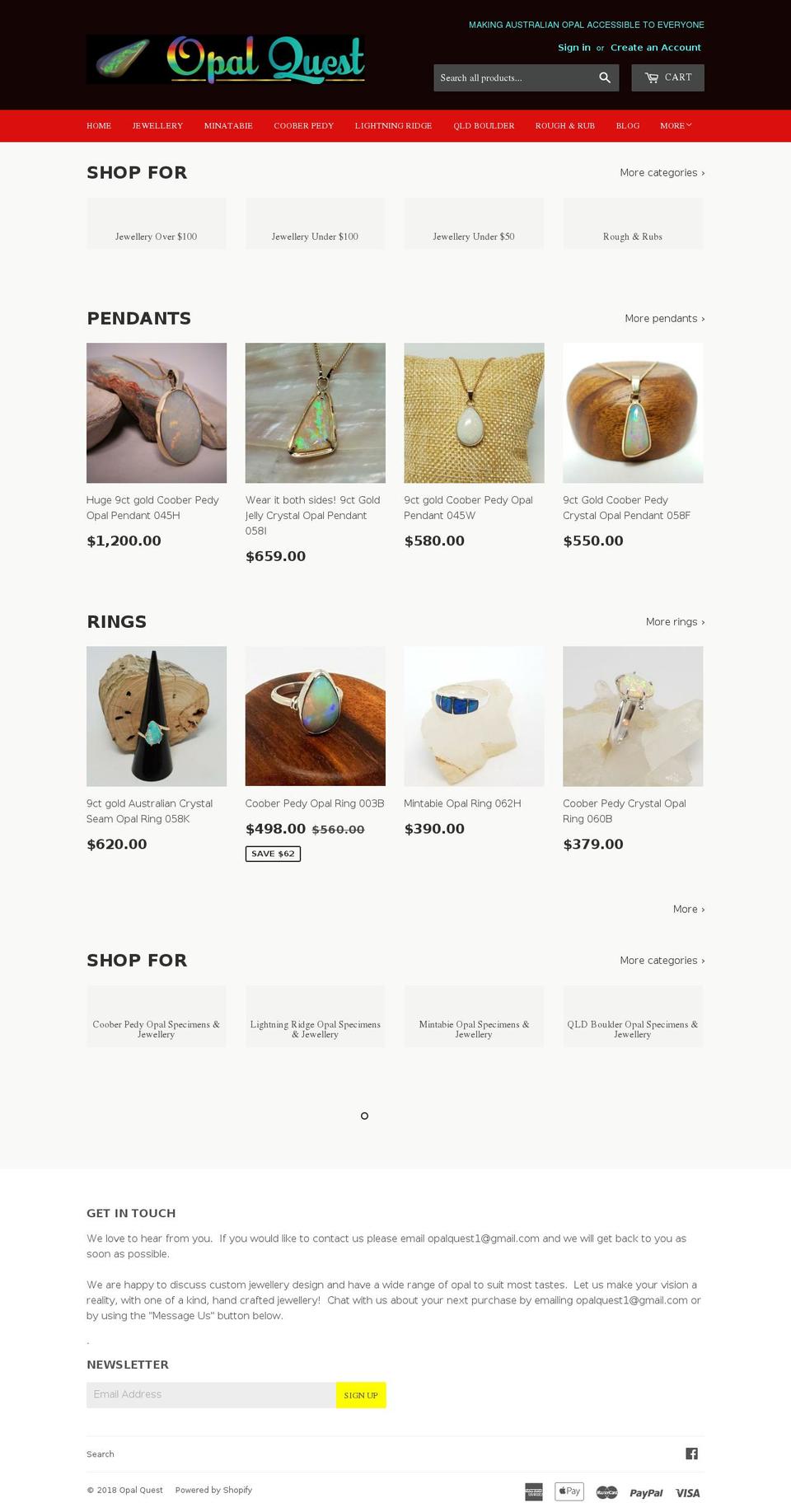 opalquest.com shopify website screenshot