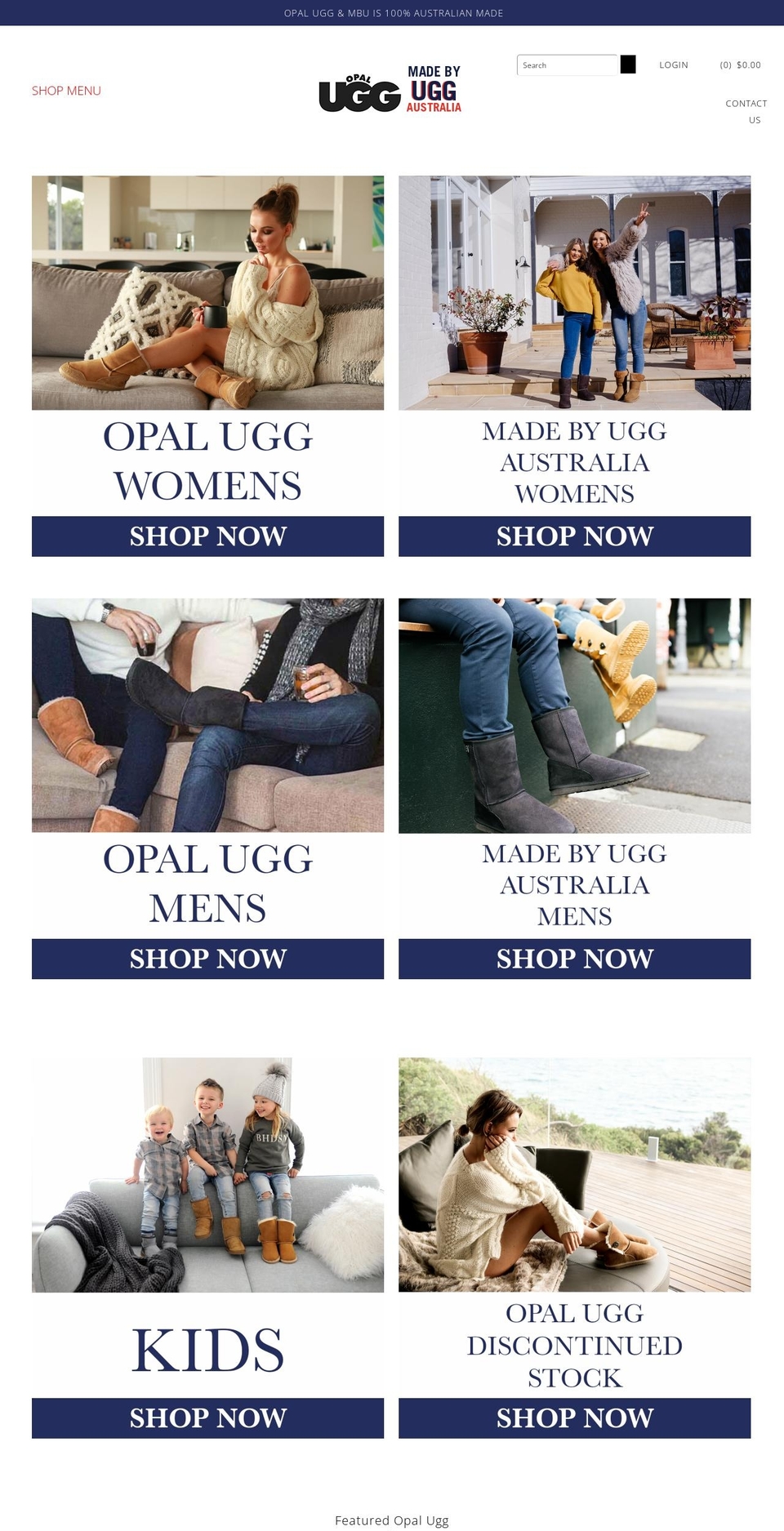 opalugg.com.au shopify website screenshot