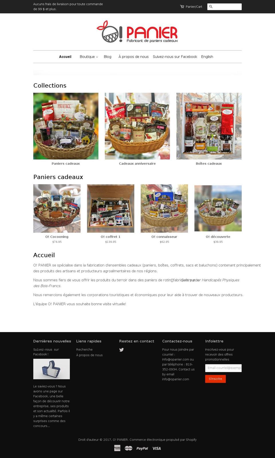 opanier.com shopify website screenshot