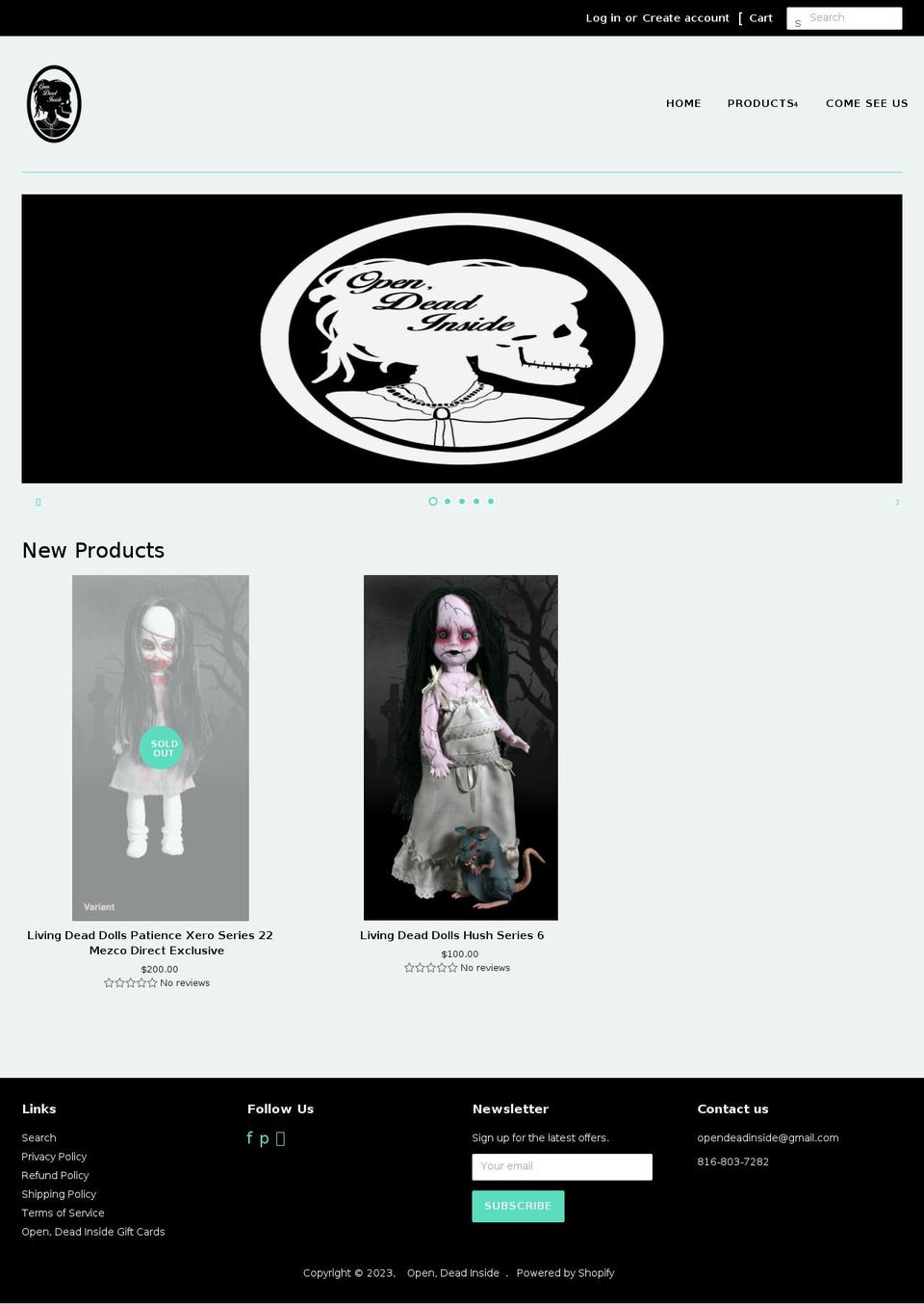 opendeadinside.com shopify website screenshot