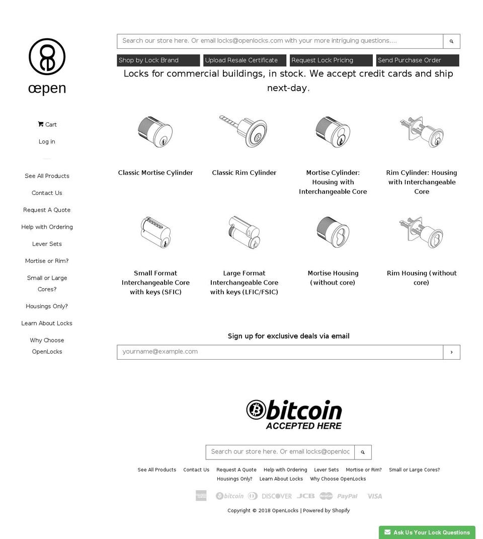 openlocks.com shopify website screenshot