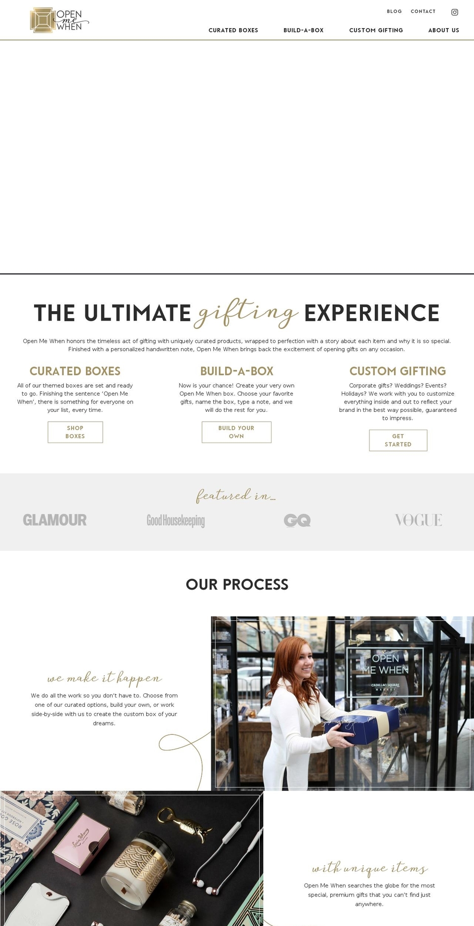 openmewhenbox.com — Shopify storefront screenshot