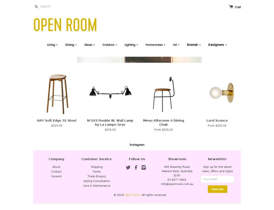 openroom.com.au shopify website screenshot