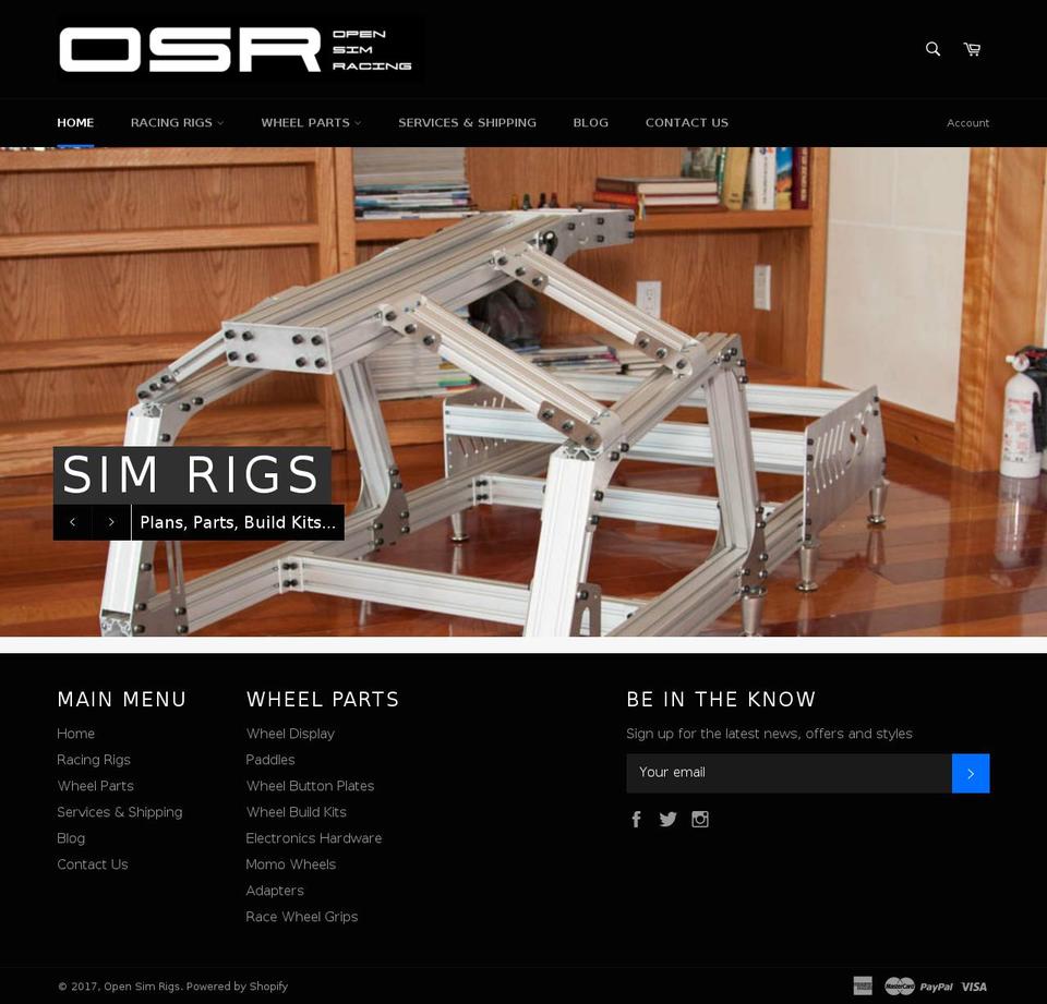 opensimrigs.com shopify website screenshot