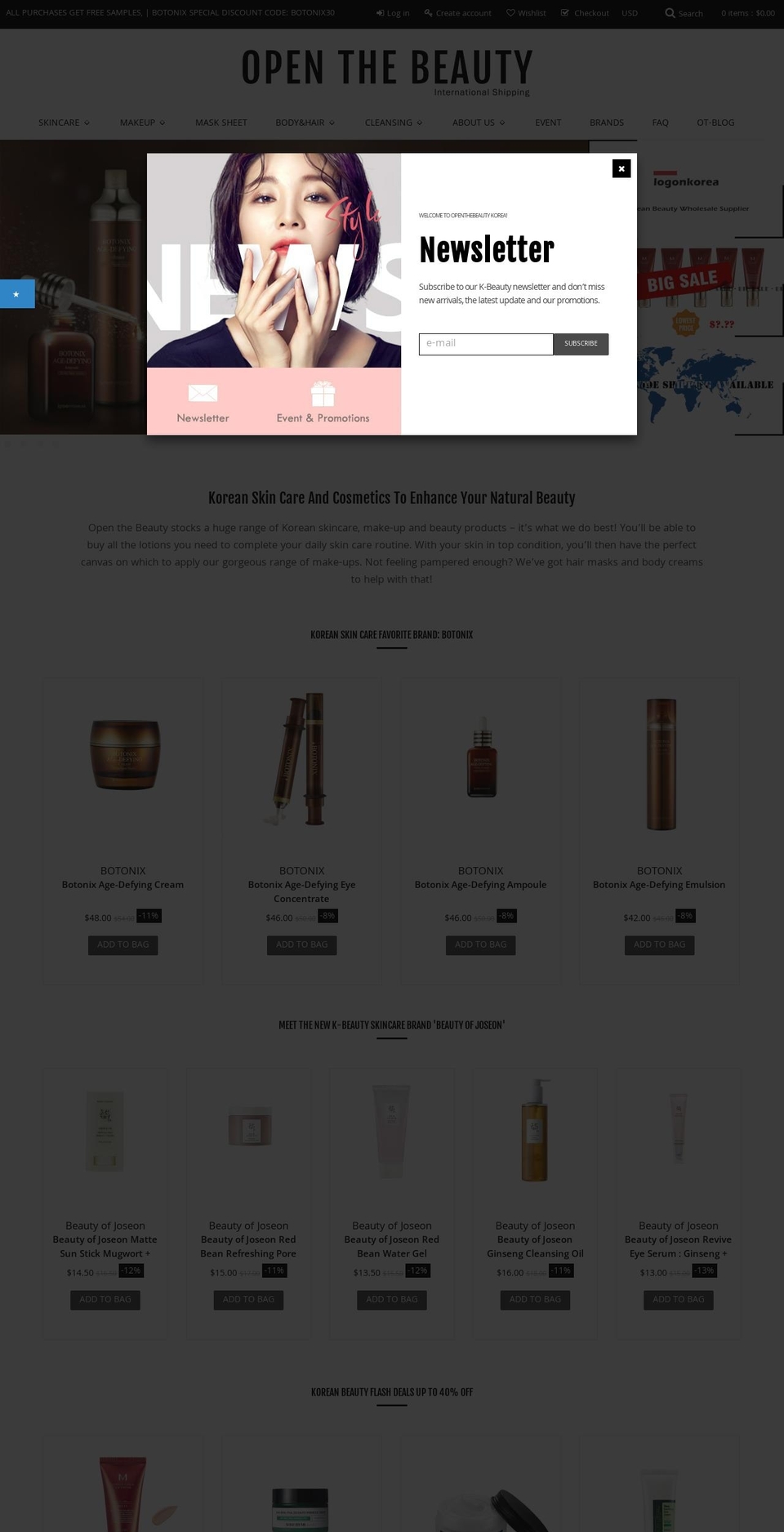 home5 Shopify theme site example openthebeauty.com