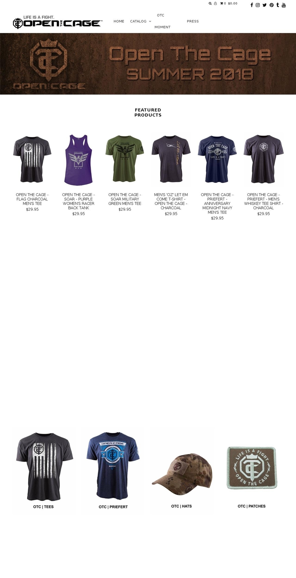 openthecagegear.net shopify website screenshot