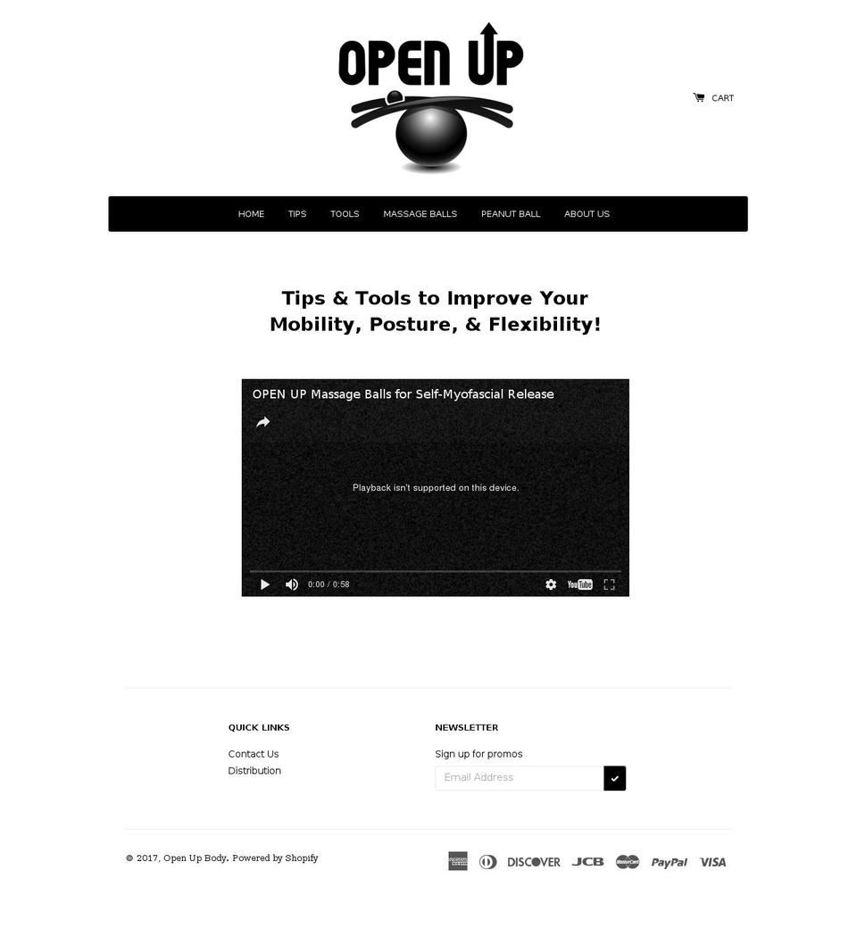 openupbody.com shopify website screenshot