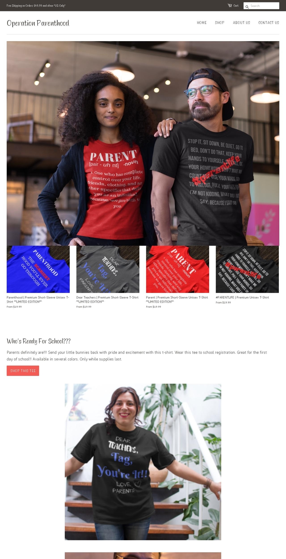 operationparenthood.com — Shopify storefront screenshot