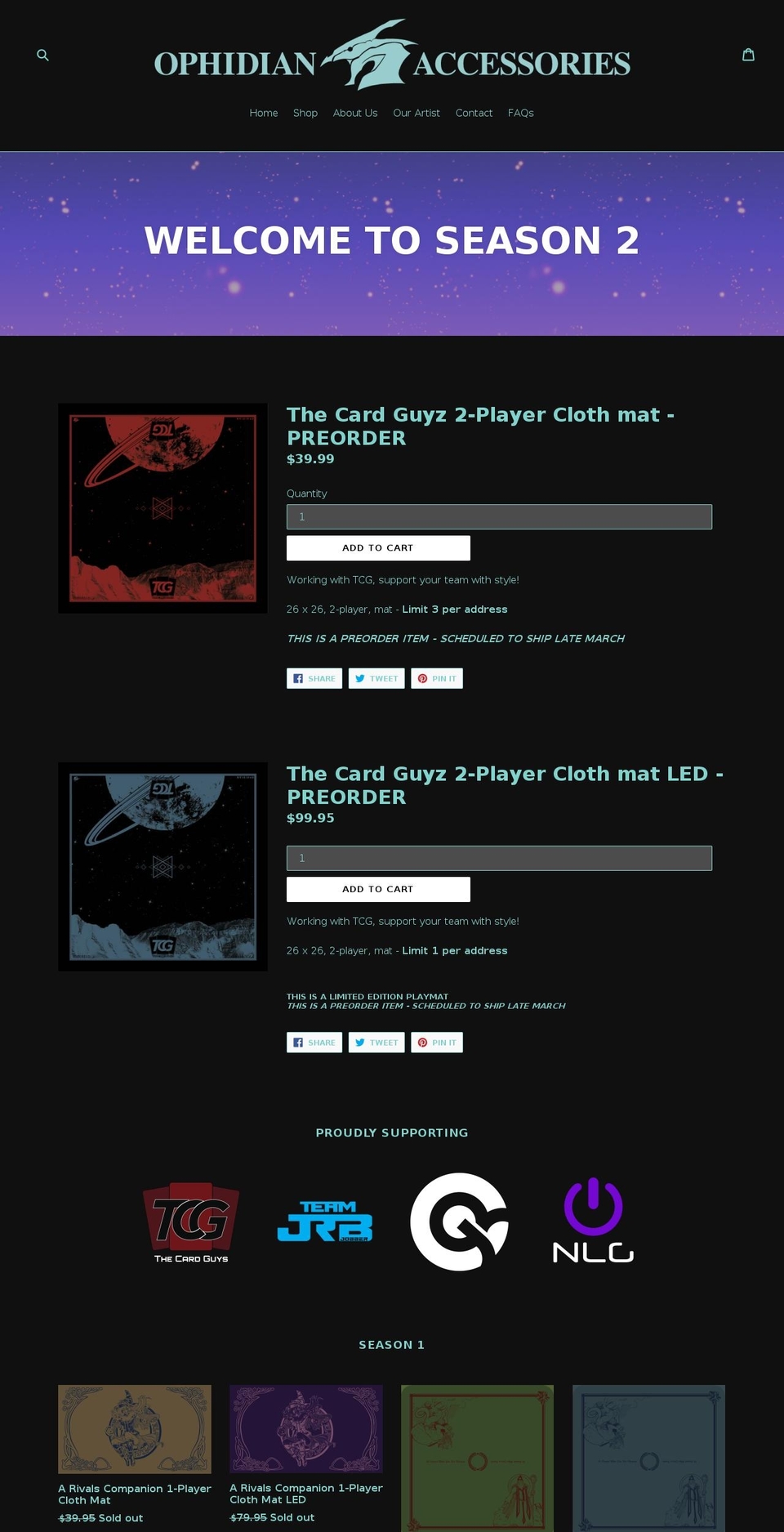 ophidianaccessories.com shopify website screenshot