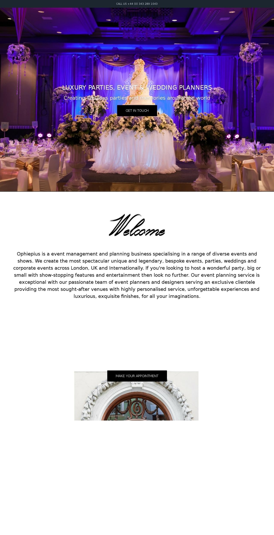 ophiepiusevents.com shopify website screenshot