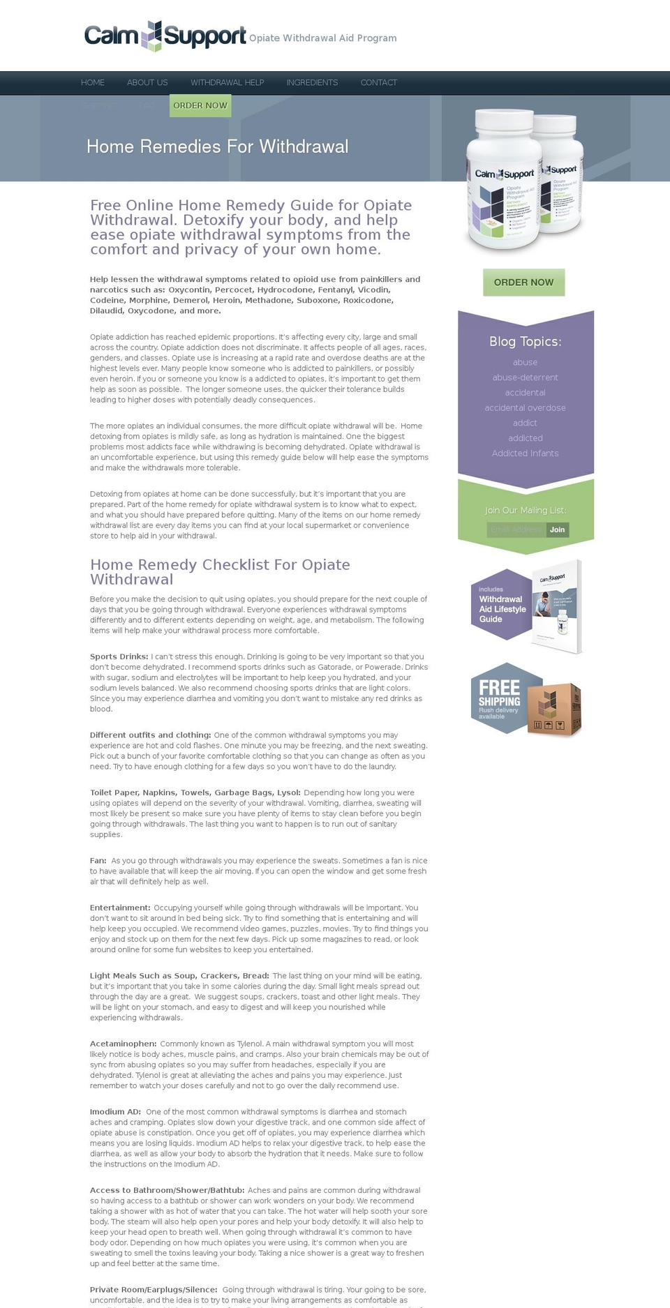 opiatewithdrawalremedies.com shopify website screenshot