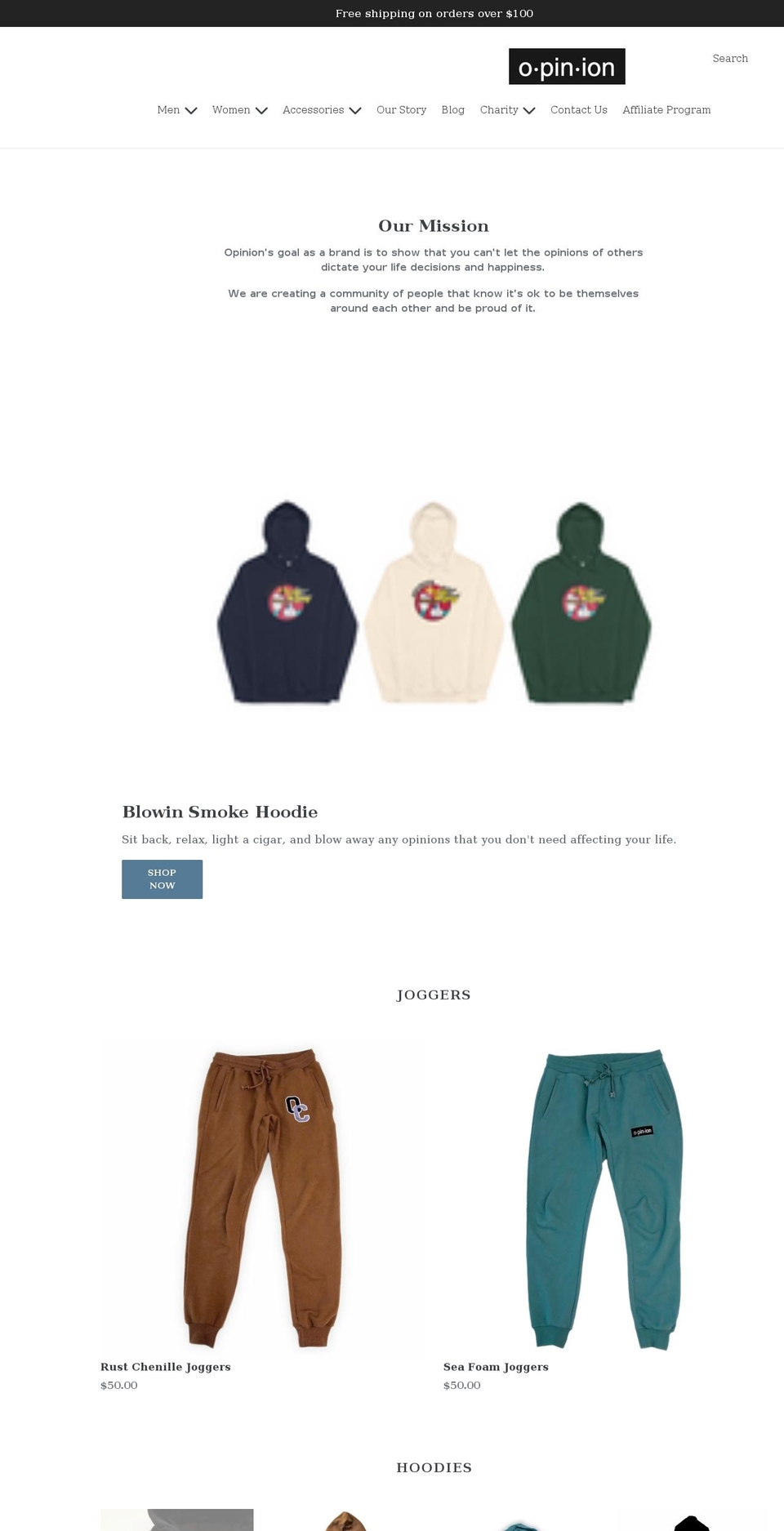 opinionclothing.org shopify website screenshot