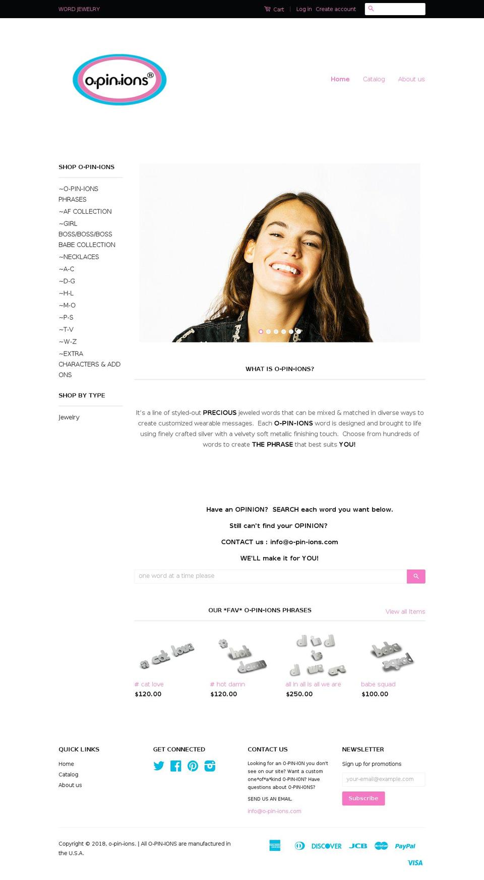 opinionsjewelry.com — Shopify storefront screenshot