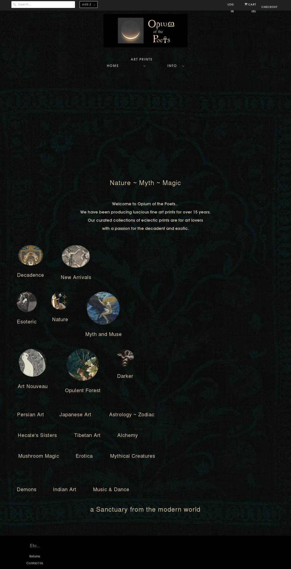 opiumofthepoets.com shopify website screenshot