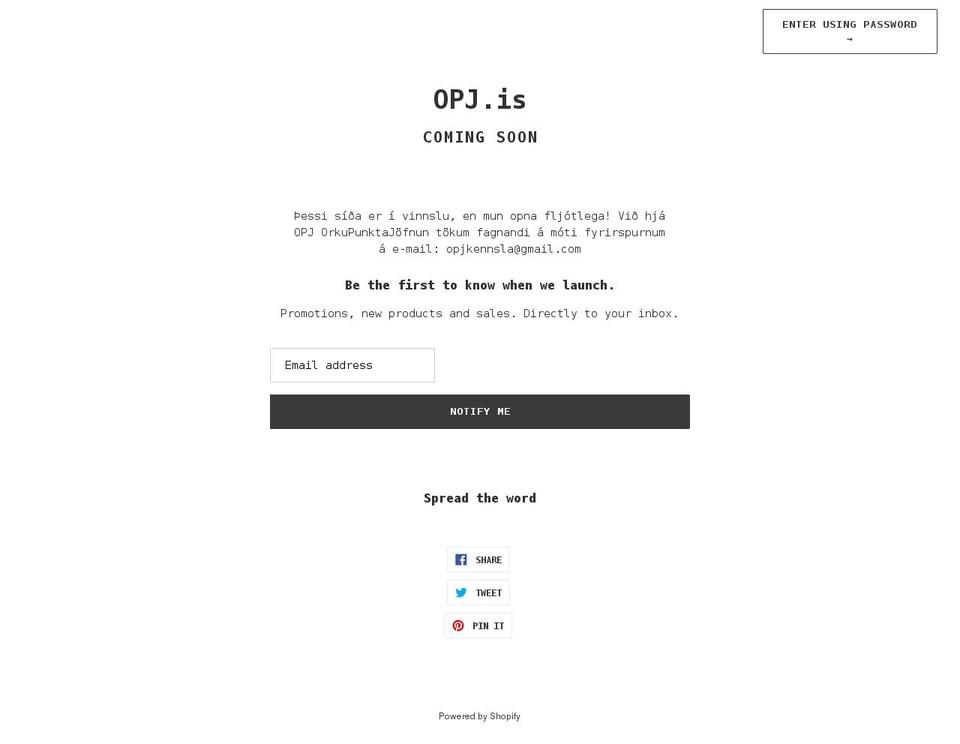 opj.is shopify website screenshot