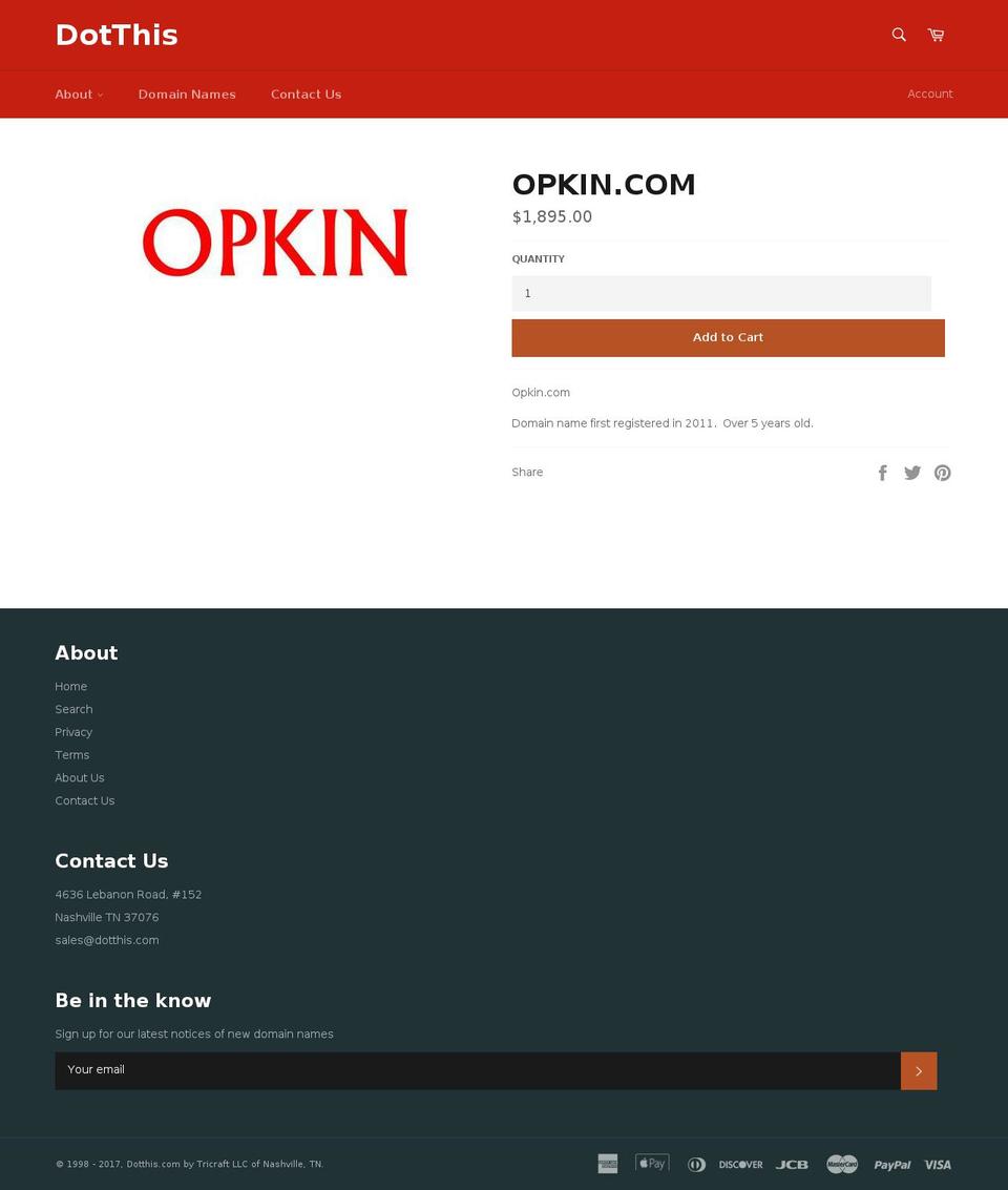 opkin.com shopify website screenshot