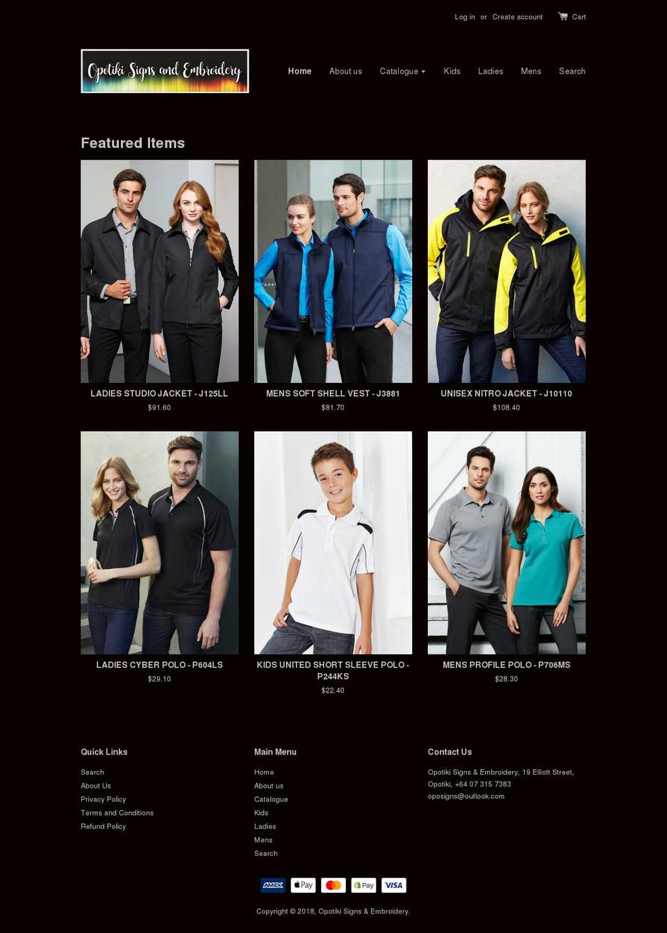 opotikisignsandembroidery.com — Shopify storefront screenshot