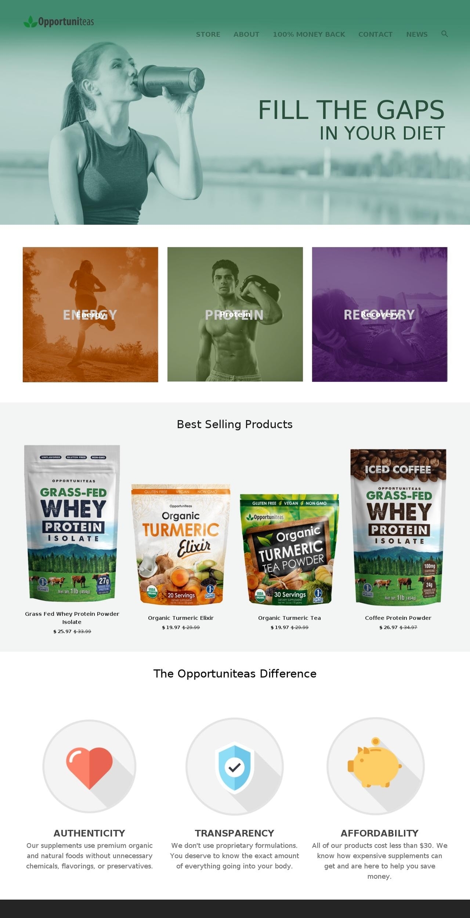 opportuniteas.com shopify website screenshot