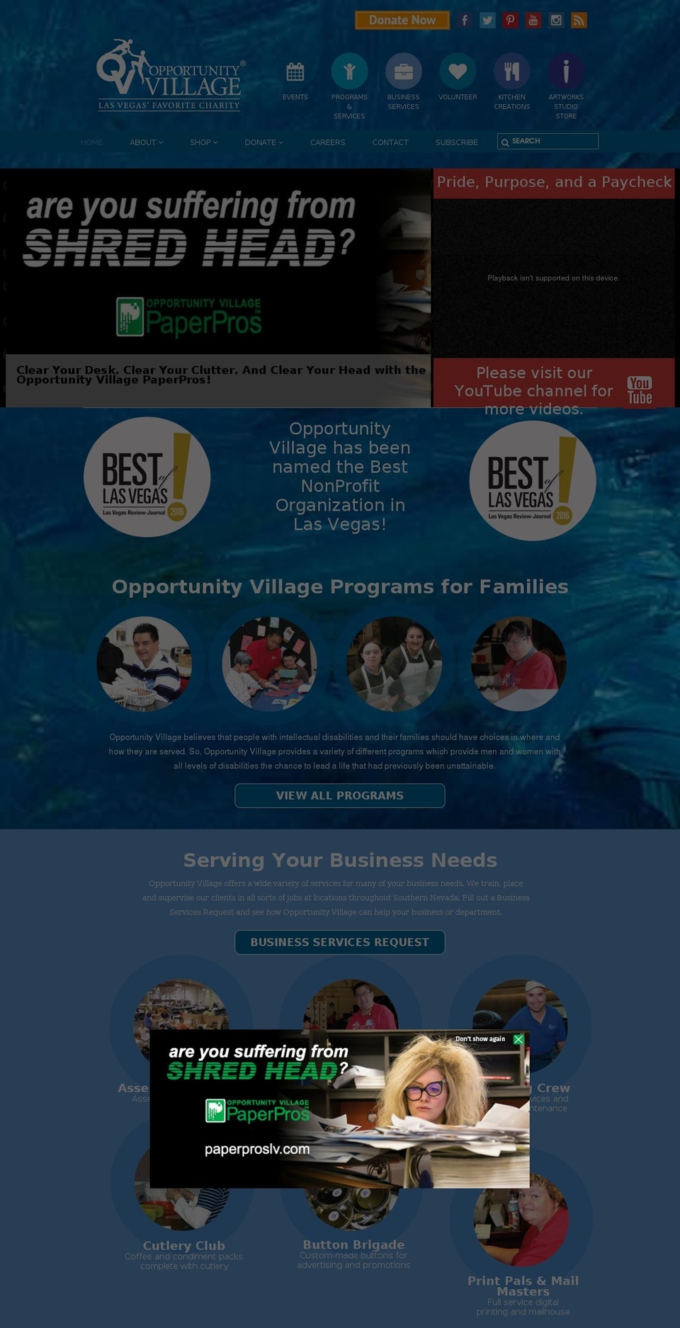 opportunityvillage.info shopify website screenshot