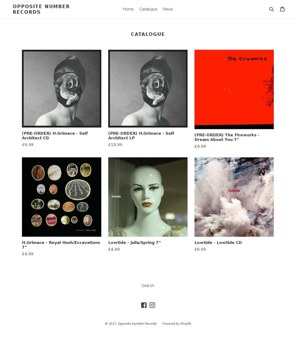 oppositenumber.com shopify website screenshot