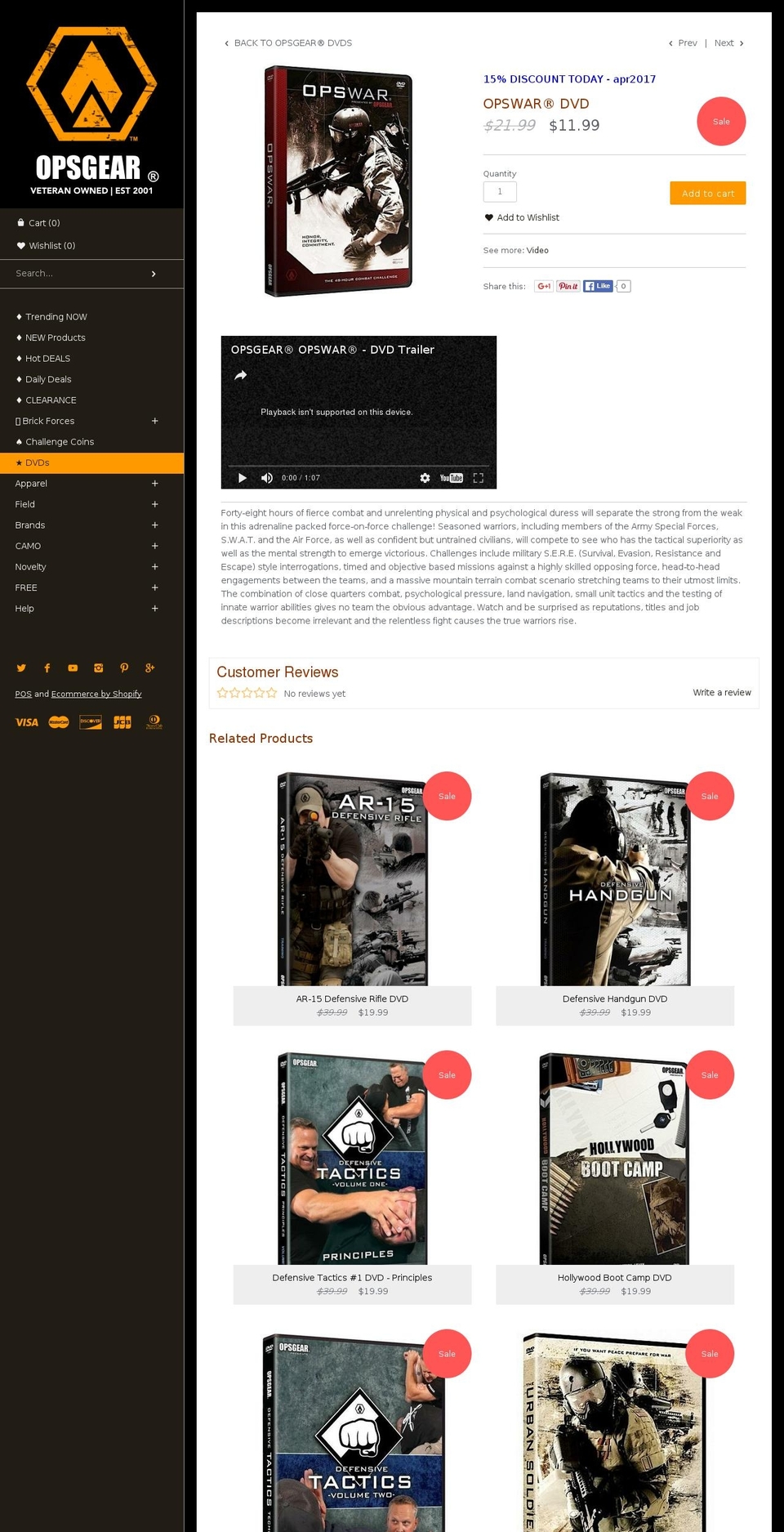 opswar.com shopify website screenshot