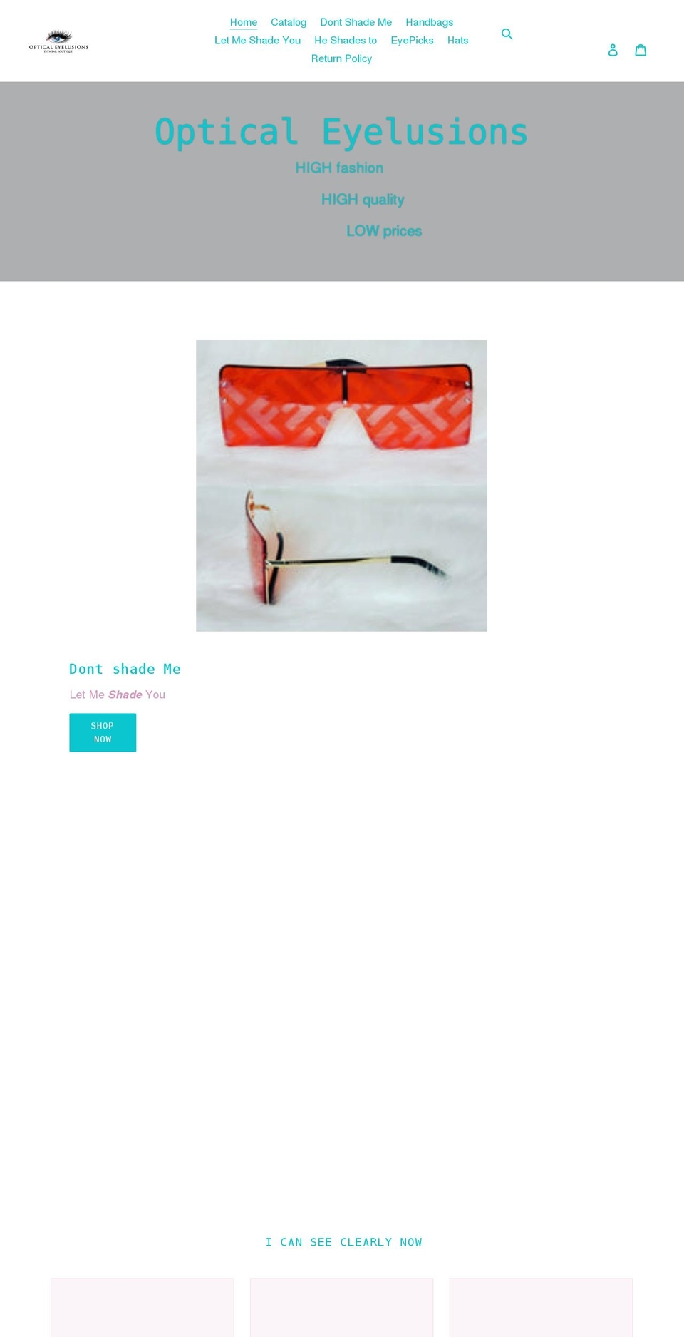 opticaleyelusions.com shopify website screenshot