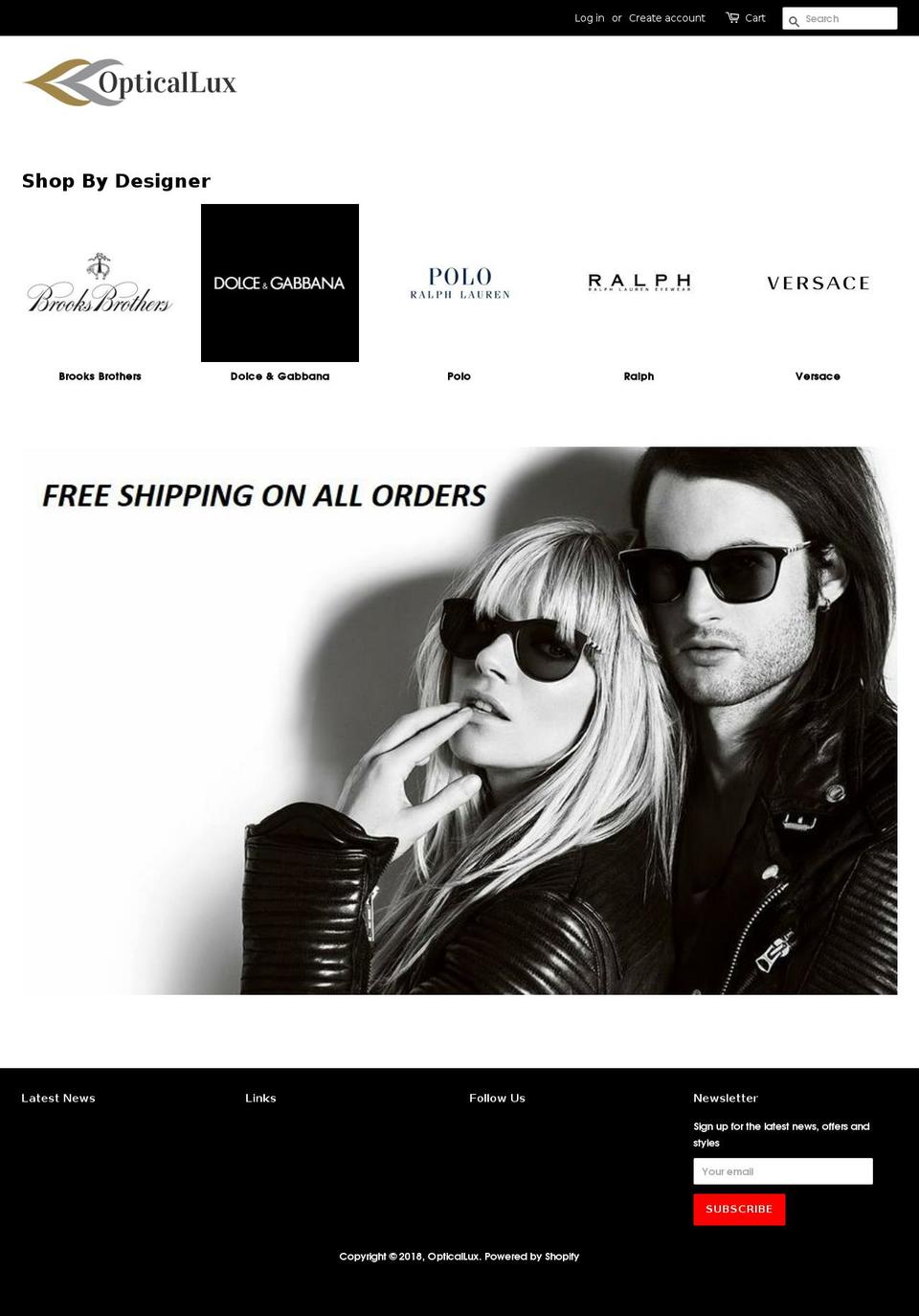 opticallux.com shopify website screenshot