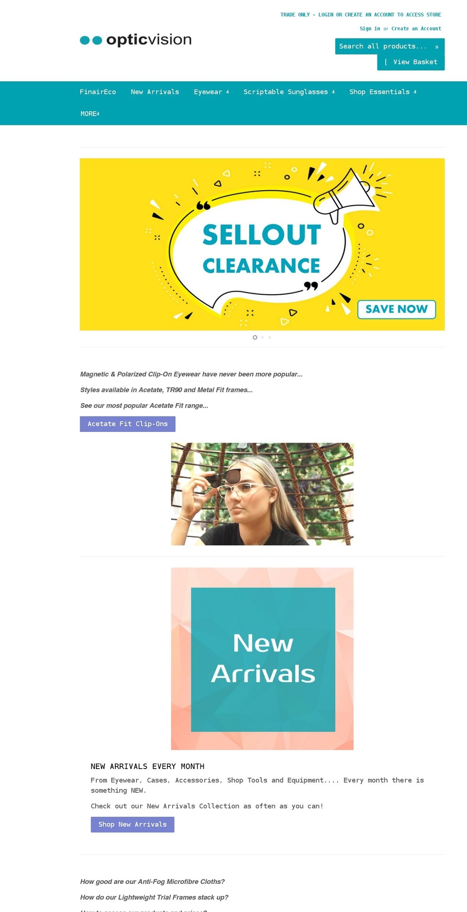 opticvisioneyewear.com.au shopify website screenshot