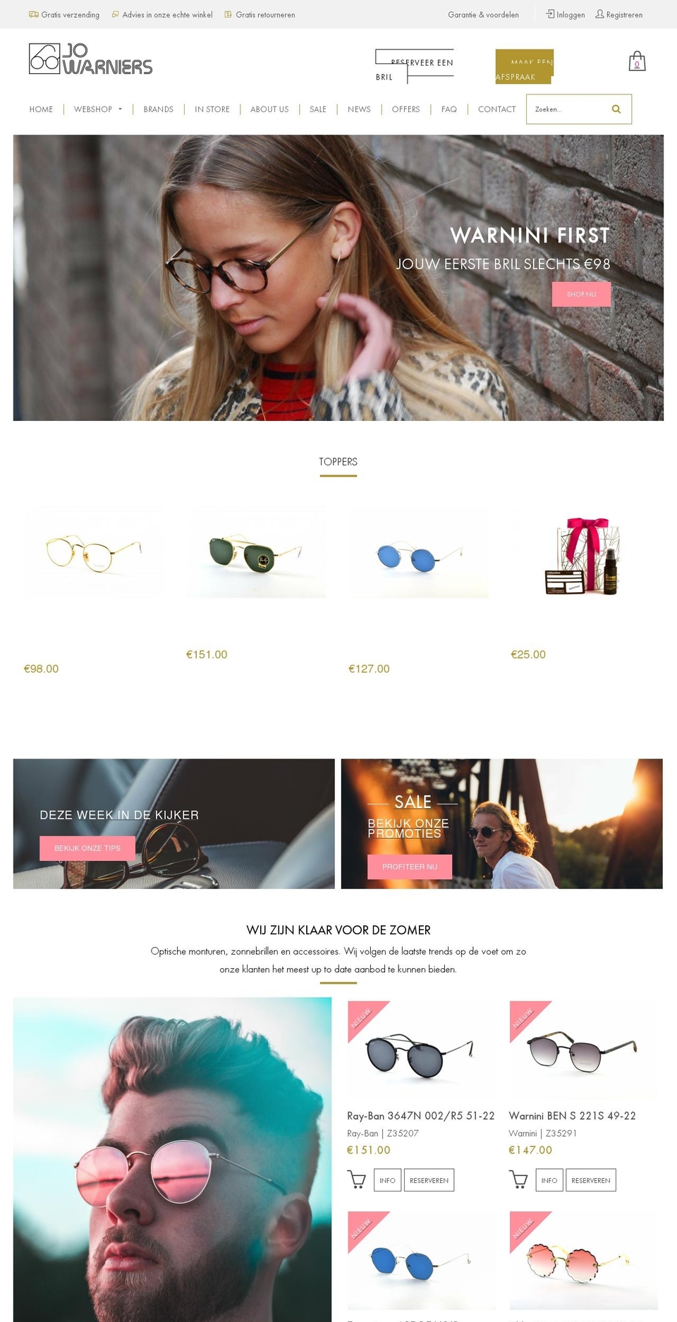 optiekjowarniers.be shopify website screenshot