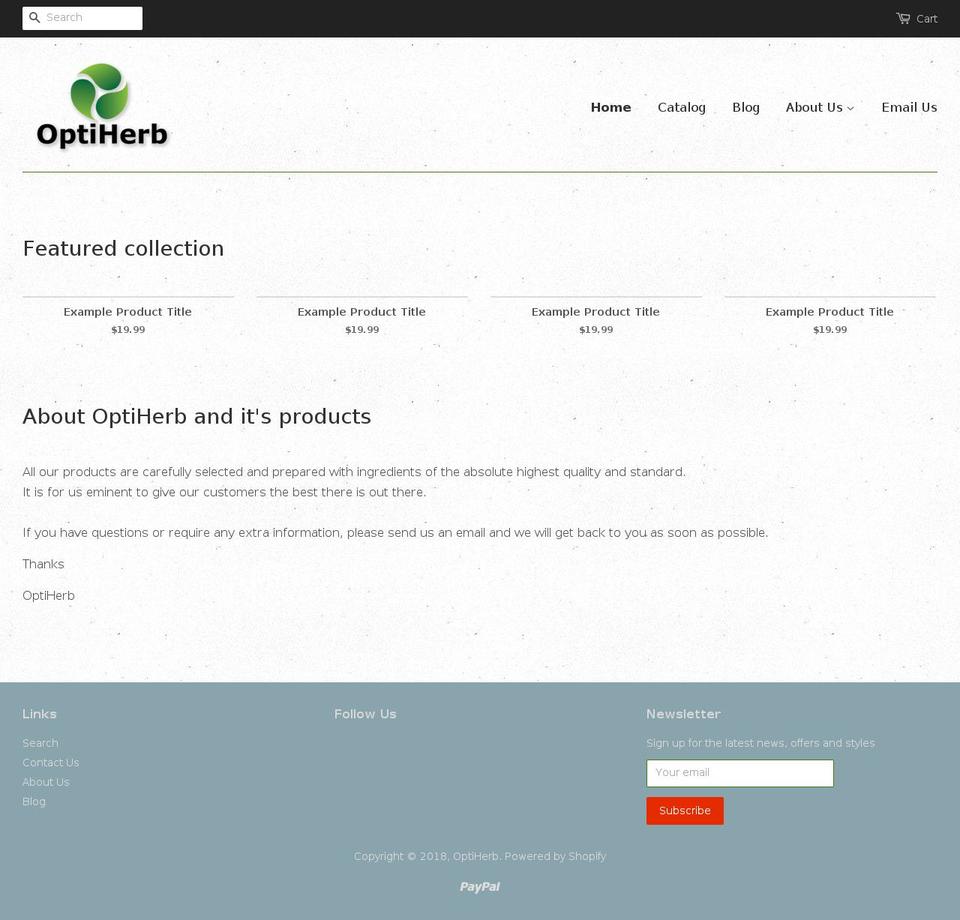 optiherb.com shopify website screenshot