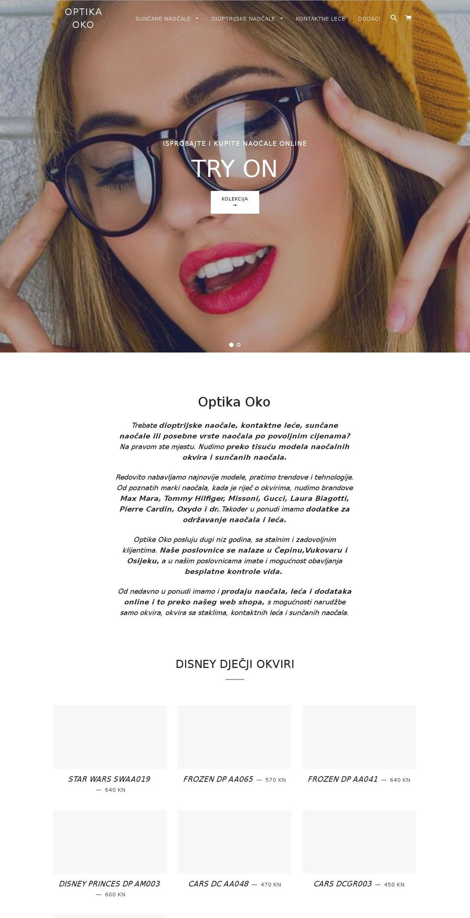 optikaoko.com — Shopify storefront screenshot