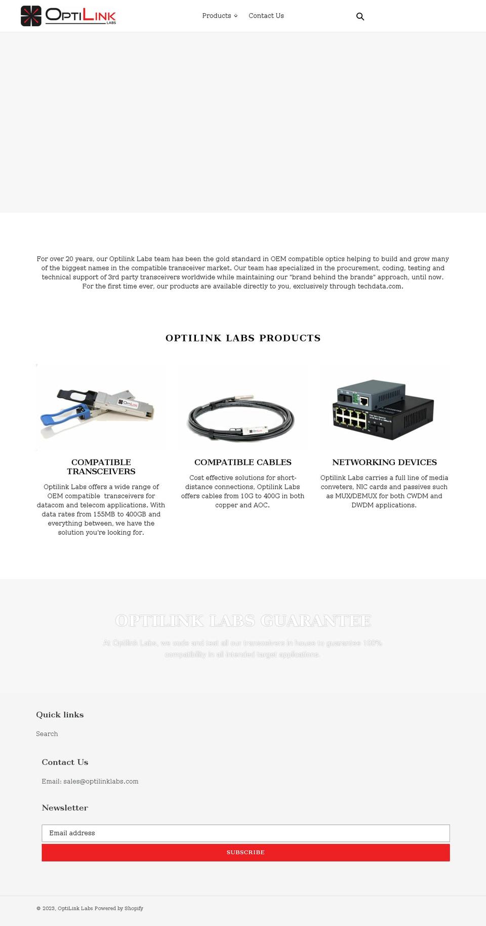 optilinklabs.com shopify website screenshot