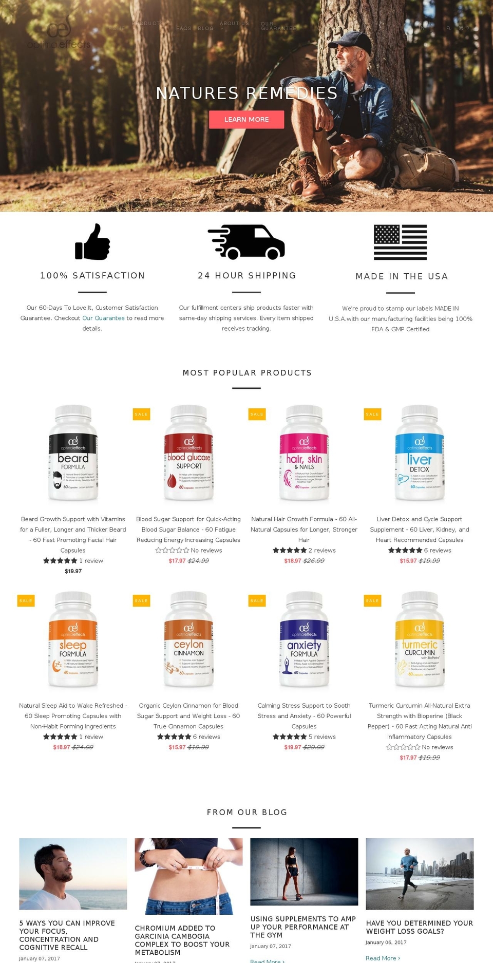 optimaleffects.com shopify website screenshot